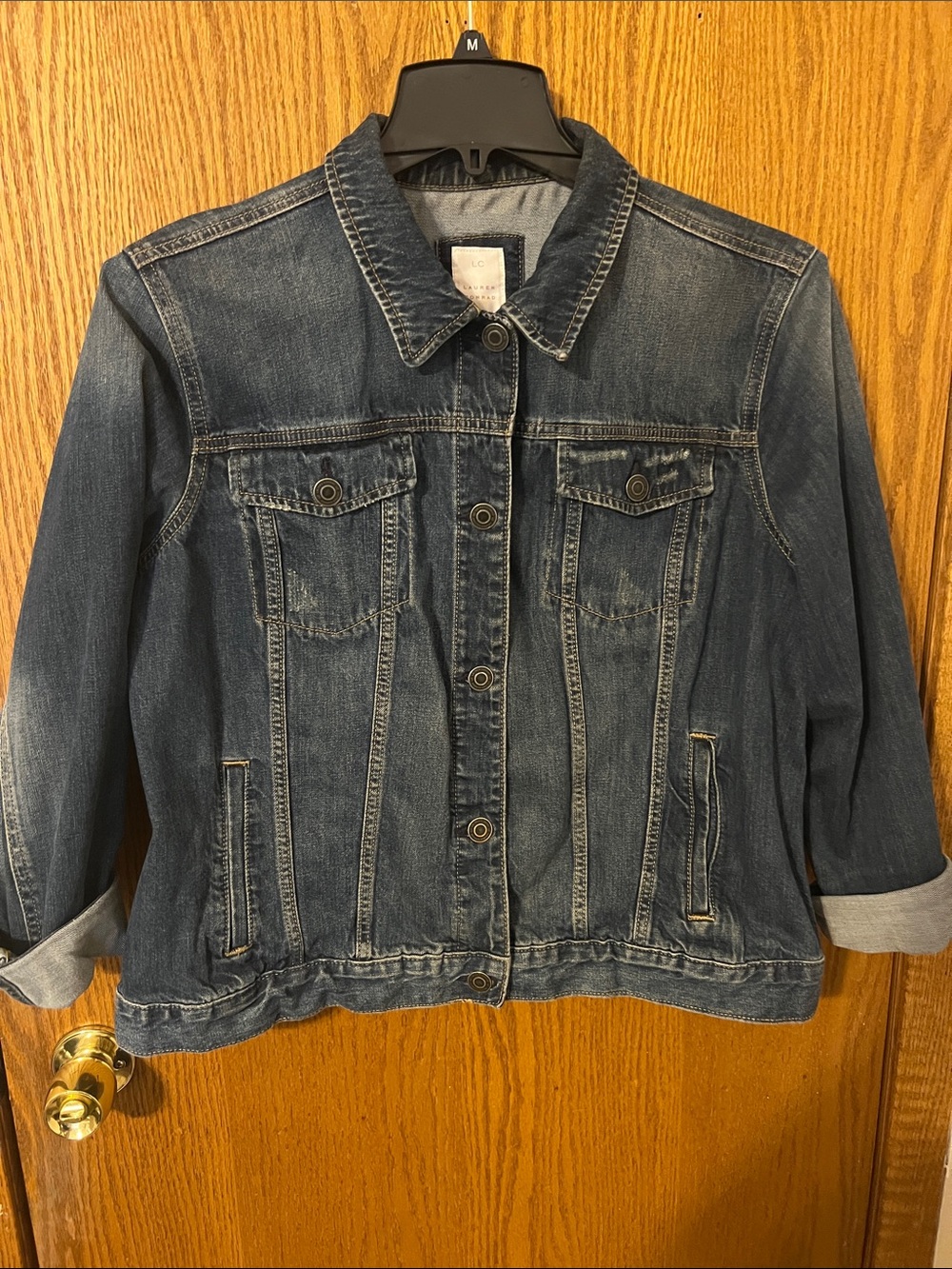 LC Lauren Conrad Classic Indigo Denim Jacket with light distressed finish